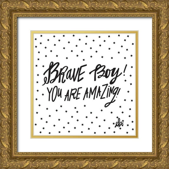 Barrett, Erin 15x15 Gold Ornate Wood Framed with Double Matting Museum Art Print Titled - Brave Boy!