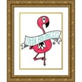 thumbnail image 1 of Barrett, Erin 19x24 Gold Ornate Wood Framed with Double Matting Museum Art Print Titled - Flamingo Stay Balanced, 1 of 4