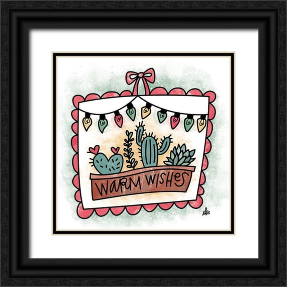 Barrett, Erin 20x20 Black Ornate Wood Framed with Double Matting Museum Art Print Titled - Cactus Warm Wishes
