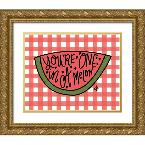 Barrett, Erin 24x20 Gold Ornate Wood Framed with Double Matting Museum Art Print Titled - Youre One in a Melon