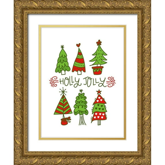 Barrett, Erin 25x32 Gold Ornate Wood Framed with Double Matting Museum Art Print Titled - Holly Jolly