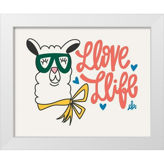 Barrett, Erin 32x26 White Modern Wood Framed Museum Art Print Titled - Llove Llife Llama