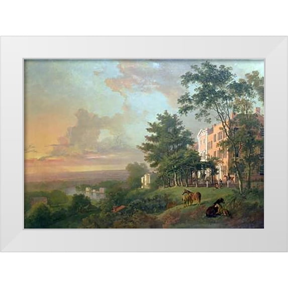 Barrett, George 32x24 White Modern Wood Framed Museum Art Print Titled - A View From The Terrace, Richmond Hill