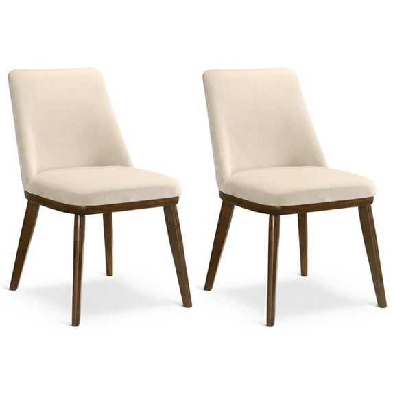 Barrett Mid-Century Velvet Dining Chair in Beige (Set of 2)