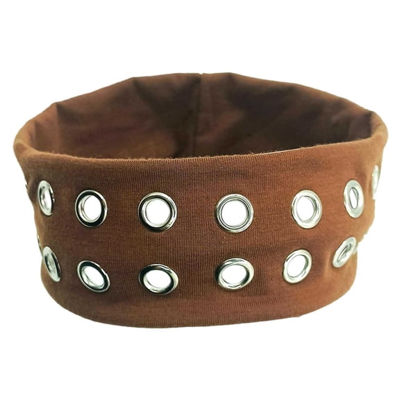 Barrette Hair Accessory for Daily Wear Punk Style Stretch Headband with Grom Met Studs Breathable Elastic Hair Band Lightweight Women Men 5 Color 30g Barrettes Platform,9.06×2.56inch,Brown
