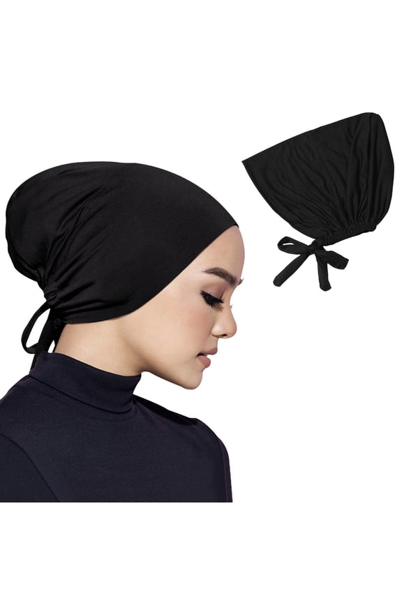 Barrette Hairpin with Adjustable Undercap Hijab Scarf Hat Featuring Elastic Band for Secure Fit Base Headwear Versatile Hair Accessory,9.45*7.67 inch,Black