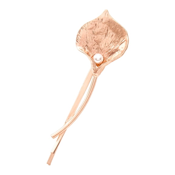 Barrettes Barrette Ladies Fashion Metal Flower Seaside Pearl Hairpin Jewelry for Women, 3.11 in, Rose Gold