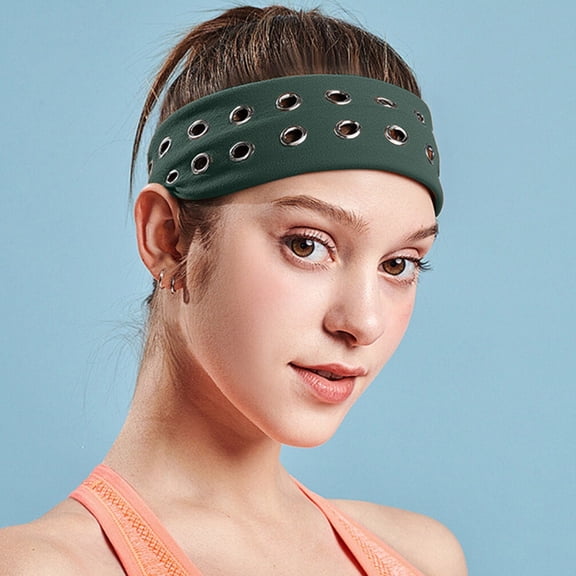 Barrettes Category Punk Style Stretch Headband With Grom Met Studs for Breathable All-Day Wear by Women & Men Lightweight Elastic Hair Band in 5 Colors