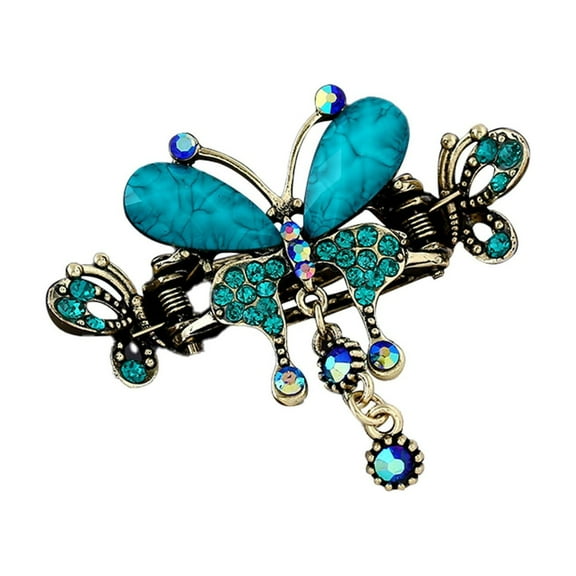 Barrettes Clearance! Beauos Alloy Metal Hollow Vintage Butterflys Hair Clip Hair Accessories for Women Girls Punk Green Very Cute Design, Polyester Hair Clip Clearance Sale, Multi-Color
