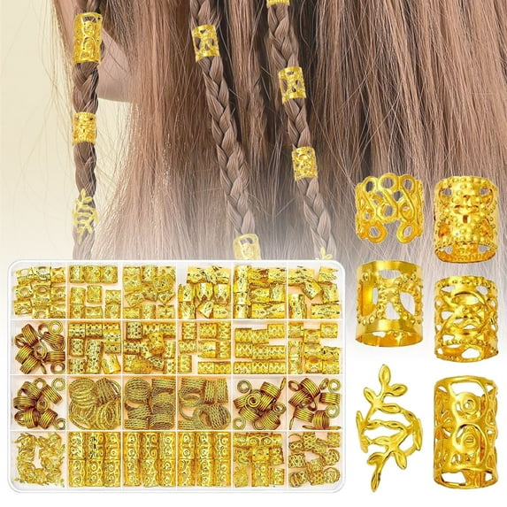 Barrettes DIY Hair Accessories 220pcs Long Hair Braid Metal Pendant Rings for Dreadlocks and Wigs Decorative