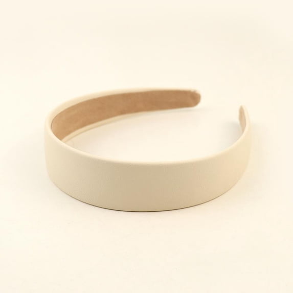 Barrettes Elegant Creamy White Wide Brim PU Leather Hairband Stylish Accessory for Girls and Women