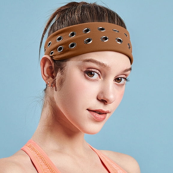 Barrettes Grade Punk Style Stretch Headband With Grom Met Studs Breathable Elastic Hair Band For Women & Men Lightweight Daily Wear 5 Colors 30g