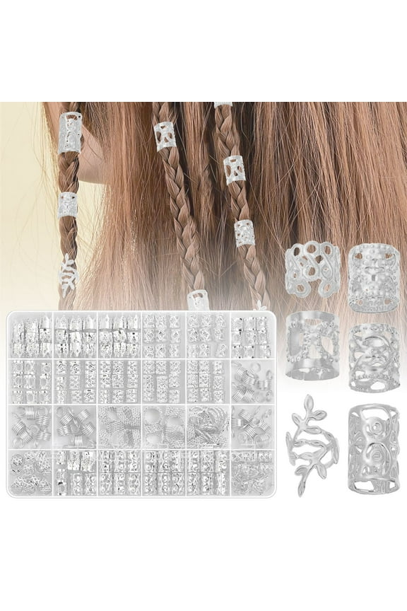 Barrettes Hair Accessories 220pcs DIY Long Hair Braid Metal Pendant Extension Rings Dreadlock Decorative Supplies for Hairstyles