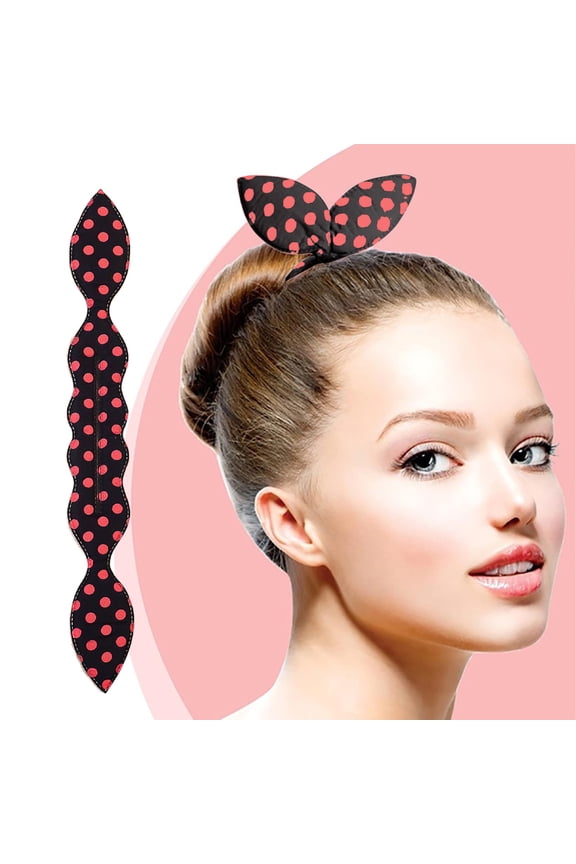 Barrettes Hair Bun Maker French Braiding Tool Quick Hair Styling Accessories for Women Girls Flexible Donut Twister Polka Dot Rabbit Ear Bun Maker