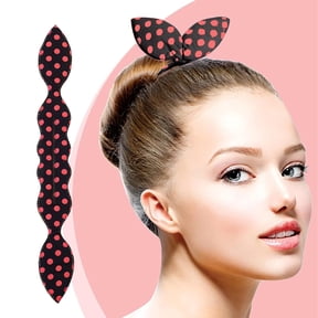 Barrettes Hair Bun Maker French Braiding Tool Quick Hair Styling Accessories for Women Girls Flexible Donut Twister Polka Dot Rabbit Ear Bun Maker