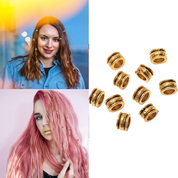 Barrettes Hair Tube Beads Mini Hair Braiding Beads for Beards Bracelets and Necklaces