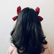 Barrettes on Sale！ Wiradney New Korean Style Hair Accessories Women's Net Red Same Half Piece Bow Velvet Hairpin Solid Color Simple Bangs Edge Clip Hand Made Satin Solid Half Piece Bow Hairpin Side B