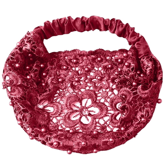 Barrettes Set Elegant Floral Beaded Wide Headbands For Women Fashionable Hair Accessories For Casual Attire Evolving Style Statement,19.69×6.69inch,Red