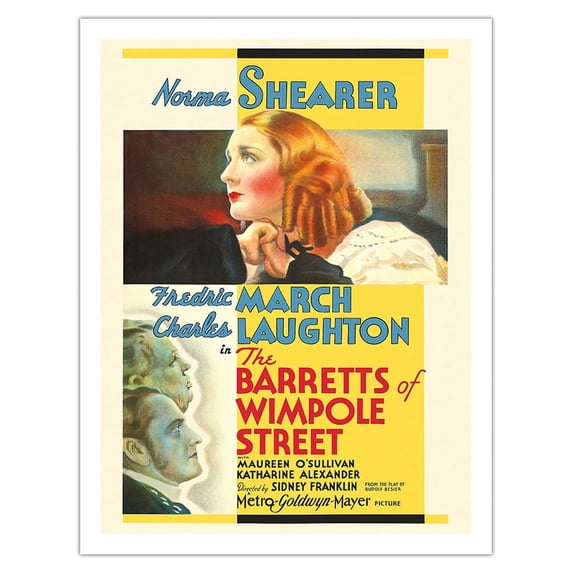 The Barretts of Wimpole Street - Starring Norma Shearer Fredric March - Vintage Film Movie Poster c.1935 - Fine Art Matte Paper Print (Unframed) 20x26in