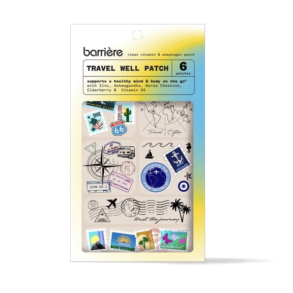 Barrire Travel Well Multivitamin Patch, Travel Diary Print, Gluten-Free, Natural, 6 ct