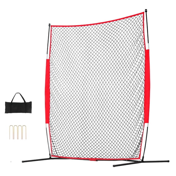 Barricade Backstop Net, 7x7 ft Ball Sports Barrier Netting, Portable Practice Equipment with Carry Bag, Protection Screen for Baseball Softball Lacrosse Soccer Hockey Training, for Backyard