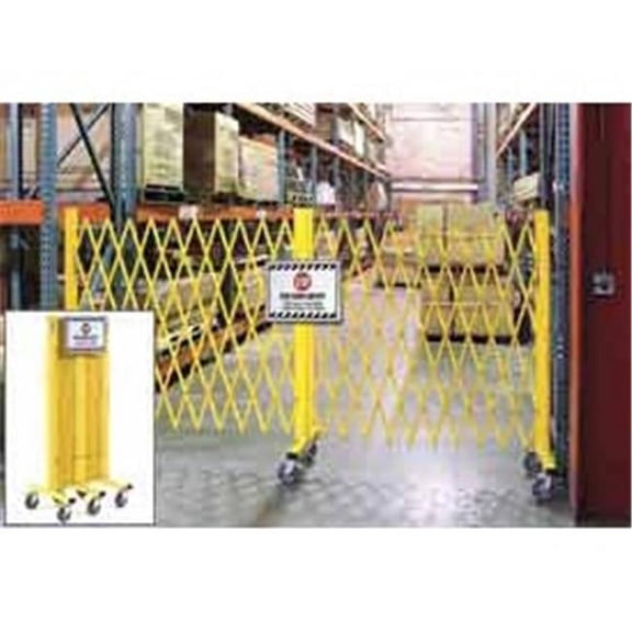 Barricade Security Gate with Sign, Safety Yellow