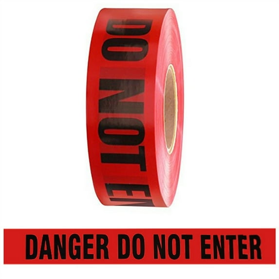 Barricade Tape - Danger Do Not Enter - Red 2" X 1000 Ft Non Adhesive 2 Mil (8 Roll/Case)