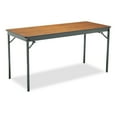 thumbnail image 1 of Barricks Special Size Folding Table, Rectangular, 60w x 24d x 30h, Walnut/Black, 1 of 3
