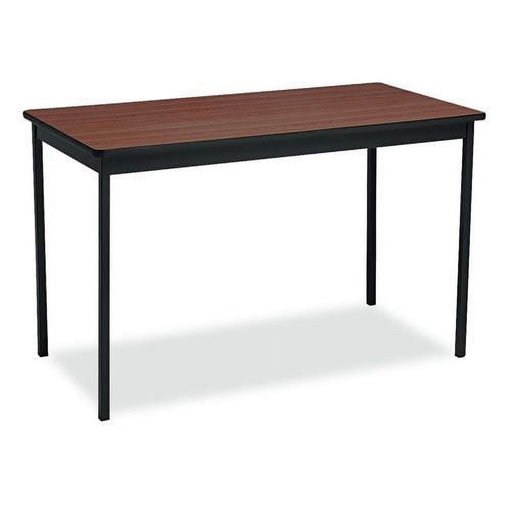 Walnut and Black Metal Rectangular Utility Table, 48" x 24"
