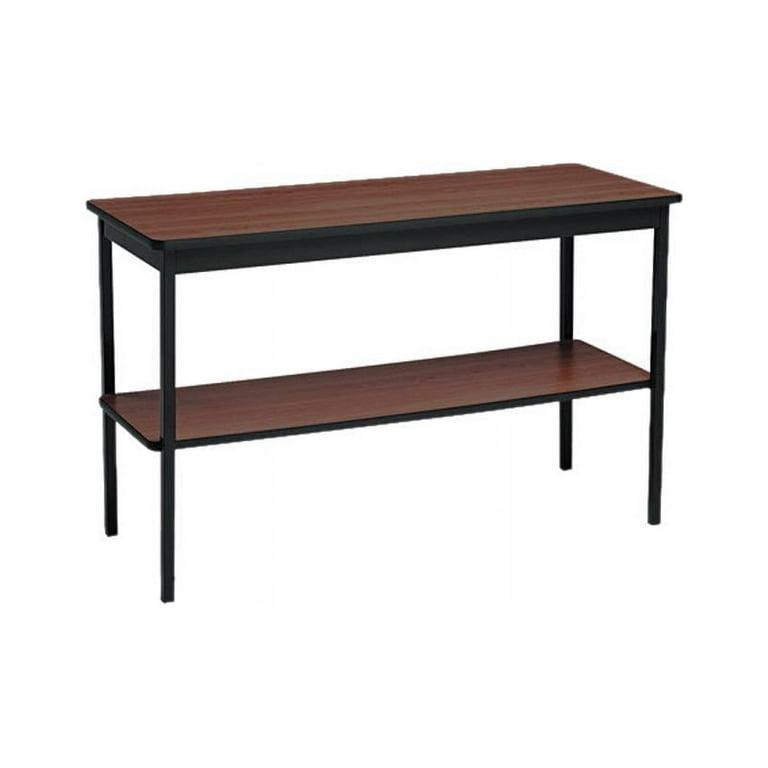 Utility Table with Bottom Shelf, Rectangular, 48w x 18d x 30h, Walnut/Black Utility Table with Bottom Shelf, Rectangular, 48w x 18d x 30h, Walnut/Black