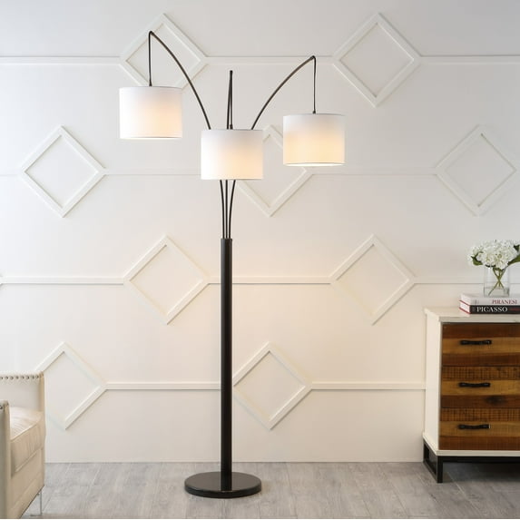 JONATHAN Y Barrie 78.5" 3-Light Mid-Century Modern Head-Adjustable Iron LED Arc Floor Lamp, Oil Rubbed Bronze, JYL3077A