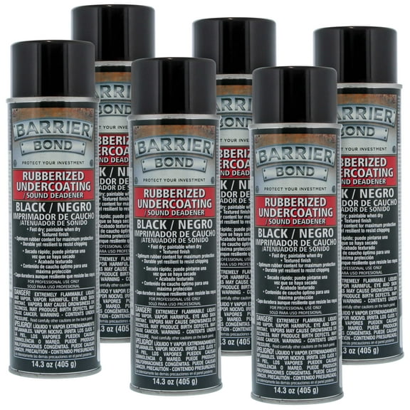 Barrier Bond Black Rubberized Undercoating Sound Deadener - 14.3 fl. Ounce Spray Can (Pack of 6)