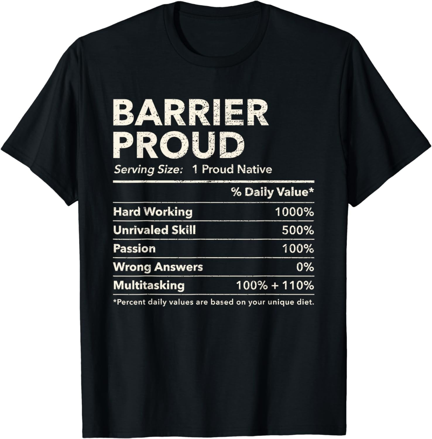 Barrier, Kentucky Proud Nutrition Facts TShirt