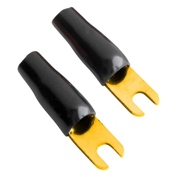 XScorpion 8 Gauge Barrier Spade Terminals #10 Stud, Black, 10pcs per Pack – Heavy Duty Crimp Fork Connectors for Automotive & Electrical Wiring (BS8B)