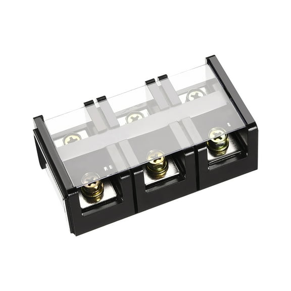Barrier Terminal Block 600V 100A 3 Positions Dual Row Screw Terminals