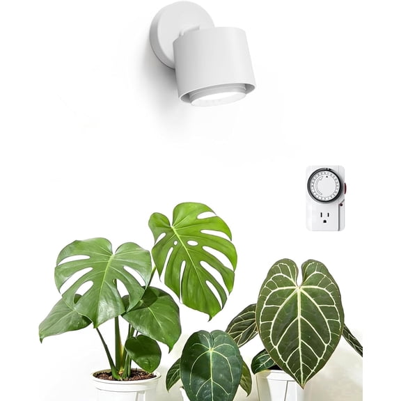 Barrina 1-Pack TR40a Track LED Grow Light for Indoor Plants 40W Wall-Mounted Grow Bulbs with Adjustable Beam Angle (15°- 60°) 5000K Full Spectrum Plant Spotlight with Timer White Cover