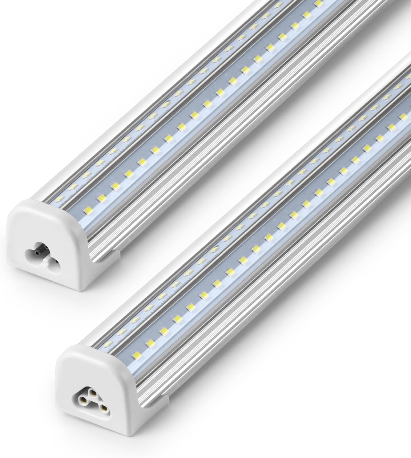 Barrina 2-Pack T8 LED Shop Lights 4FT 50W 7000LM 6500K ‎Super Bright White Clear Cover Ceiling V-Shape Shop Light Fixture Garage Warehouse Basement Workshop ETL Listed