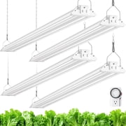 Barrina 4-Pack TX72 4FT Grow Lights for Seed Starting 288W 4 x 72W, 2000W Equivalent High PPFD 5000K Daylight Full Spectrum Mechanical Timer Hanging Grow Lights with On/Off Switch Linkable