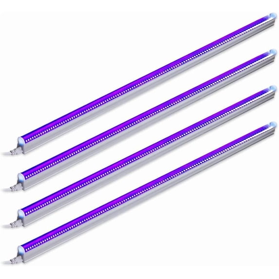 Barrina 4-Pack UV LED Blacklight Bar 22W 4FT T5 Integrated Bulb Black Light Fixture for Blacklight Poster Halloween Decorations and Christmas Party Fun Atmosphere with Built-in ON/Off Switch