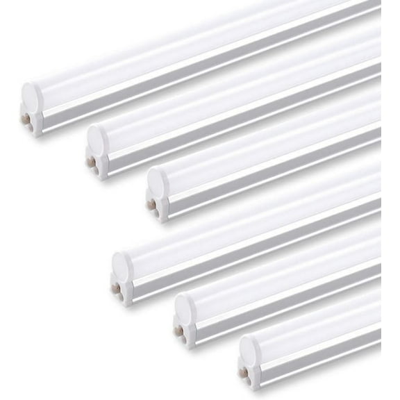 Barrina 6 Pack LED T5 Single Fixture, 4FT, 2200lm, 4000K Daylight Glow, 20W, Utility Shop Light, Ceiling and Under Cabinet Light, ETL Listed, Corded Electric with ON/Off Switch