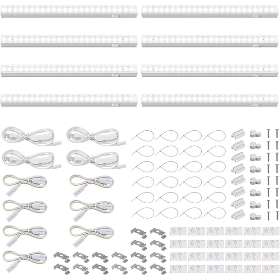 Barrina Grow Lights for Indoor Plants, 5000K White Full Spectrum Led Grow Light, 1ft Plant Grow Light, LED Grow Light Bulbs, T5 Grow Light Strip, Plug and Play, 8-Pack