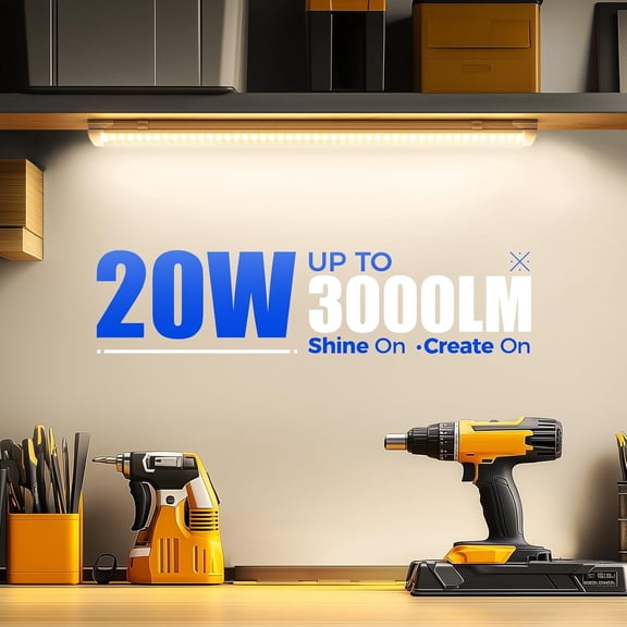 Barrina LED Shop Light 2FT, 20W 3000LM 3000K, Clear Cover Linkable Tube Lights, V Shape Integrated T8 LED Lighting, Ceiling Lights for Garage, Warehouse, Workshop, ETL Listed, 2 Packs