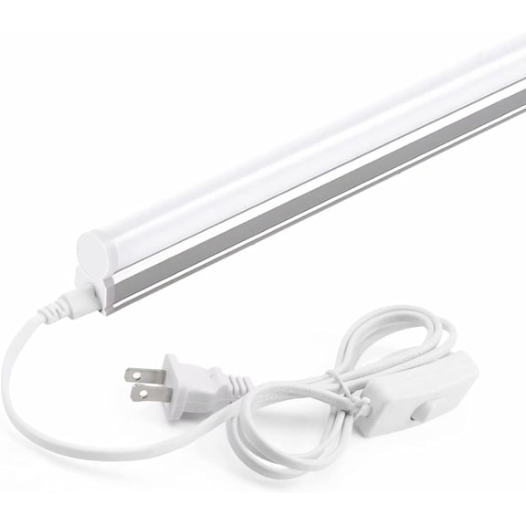 Barrina LED T5 Integrated Single Fixture, 4FT, 2200lm, 6500K (Super Bright White), 20W, Utility Shop Light, Ceiling Commercial Bay Lights, ETL Listed, Corded Electric with Built-in ON/Off Switch