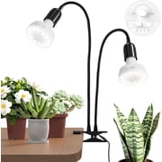 Barrina Orbgrow OG11A2 Clip On Grow Lights for Indoor Plants Integrated Stepless Dimming & Timing 5000K 22W(2 x 11W, 200 Watt Equiv) Full Spectrum 2-Gooseneck with E26 Plant Light Bulbs
