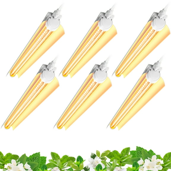 Barrina Plant Light, 144W(6 x 24W, 800W Equivalent), 2ft T8, Super Bright, Full Spectrum led Grow Light, T8 Integrated Growing Lamp Fixture for Indoor Plants, 6-Pack