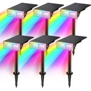 Barrina Solar Spot Lights Outdoor, 24 LEDs RGB Color Changing Solar Landscape Lighting, IP65 Waterproof, Auto On Off Solar Powered Outdoor Light for Yard Garden Lawn Patio Pathway, 6 Pack