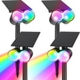 thumbnail image 1 of Barrina Solar Spotlights Outdoor Waterproof, 360° Horizontal Adjustable Solar Outdoor Spot Light, 24 LEDs Color Changing, Auto On/Off Solar Lights for Outside Yard Pathway Landscape Lighting, 4 Pack, 1 of 10