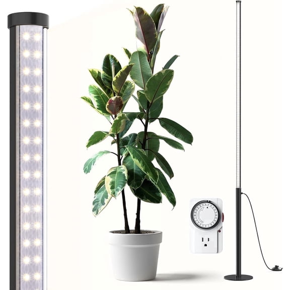 Barrina T10 Pro Standing Grow Light with Timer 42W 5000K Full Spectrum Vertical Tall Grow Lights for Indoor Plants Wide Coverage 4FT to 5.6FT Height with Foot Switch for Flower and Tall Plants