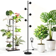 Barrina T1X5 Floor Grow Lights with Timer for Indoor Plants 50W 5000K Full Spectrum Adjustable 5 Heads High PPFD 6FT with Foot Switch Vertical Plant Lights