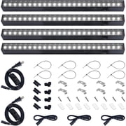 Barrina 4-Pack T5 Magnetic Grow Lights 5000K Full Spectrum Grow Lamps 1FT LED Plant Light Black Cover LED Grow Light Strips 3 Mounting Modes Plug and Play